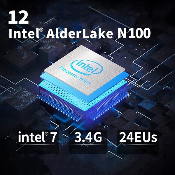 T9 Plus N100 DDR5 8G+0G US Plug 12th Alder Lake Dual Gigabit LAN+3 HDMI 4K HD Pocket Mini PC