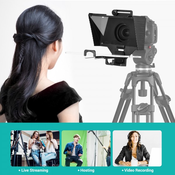 TC3 Wide-angle Large Screen Mobile Portable Teleprompter with Remote Control