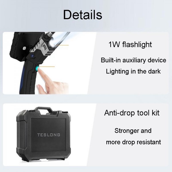 TESLONG NTS300 5 Inch Large Screen Industrial Endoscope Auto Repair Tools, Model:7.6mm Single Lens / 3m