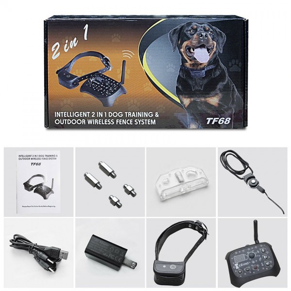 TF68 2-in-1 Dog Trainer Outdoor Electronic Wireless Fence With Collar US Plug