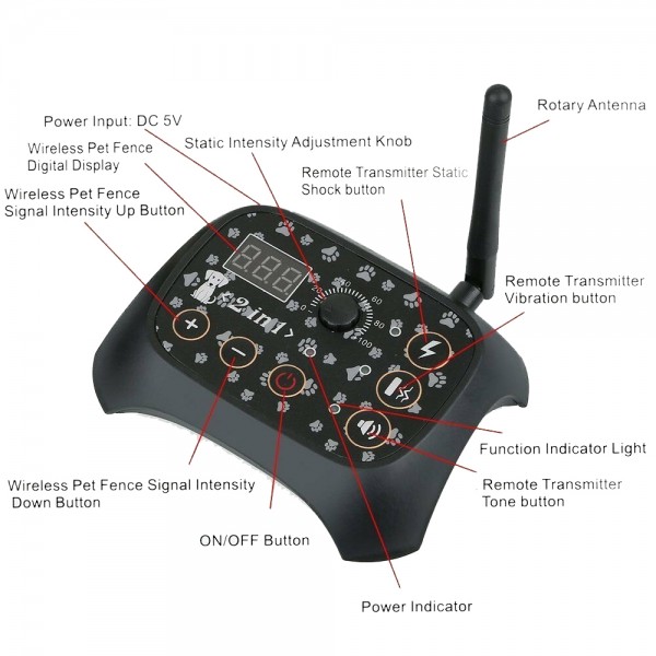 TF68 2-in-1 Dog Trainer Outdoor Electronic Wireless Fence With Collar US Plug