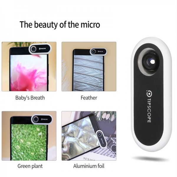 TIPSCOPE Mobile Phone External Lens Microscope High-resolution Lens Mobile Phone External Camera(White)