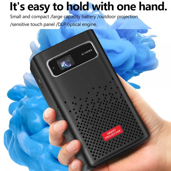 TOUMEI C900 Outdoor Portable Built-In Battery 4K HD Home Music Projector US Plug(Black)