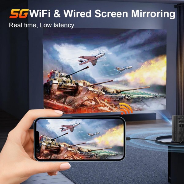 TOUMEI C900 Outdoor Portable Built-In Battery 4K HD Home Music Projector US Plug(Black)