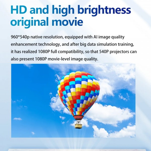 TOUMEI C900 Outdoor Portable Built-In Battery 4K HD Home Music Projector US Plug(Black)