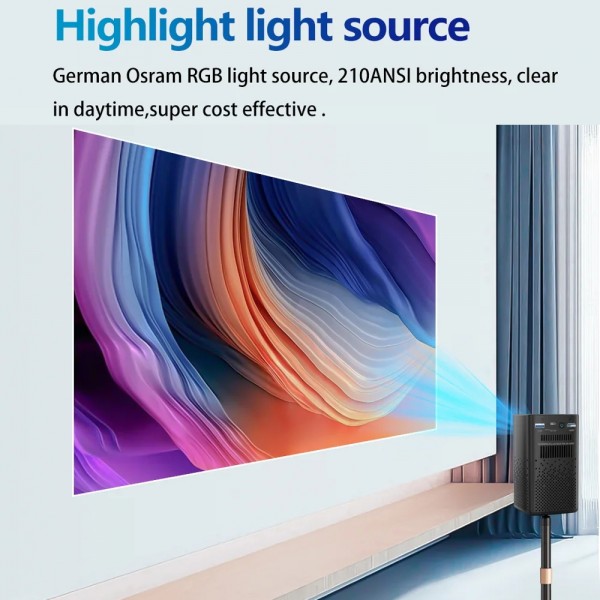 TOUMEI C900 Outdoor Portable Built-In Battery 4K HD Home Music Projector US Plug(Black)