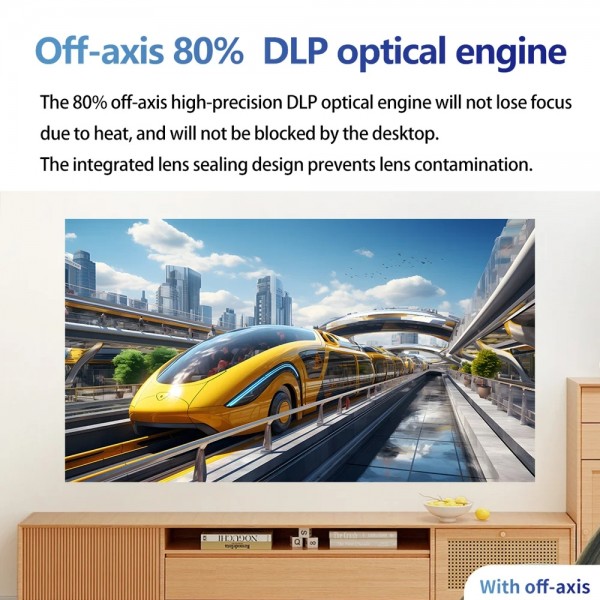 TOUMEI C900 Outdoor Portable Built-In Battery 4K HD Home Music Projector US Plug(Black)