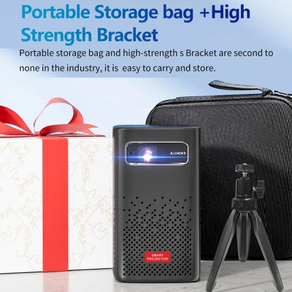 TOUMEI C900 Outdoor Portable Built-In Battery 4K HD Home Music Projector US Plug(Black)