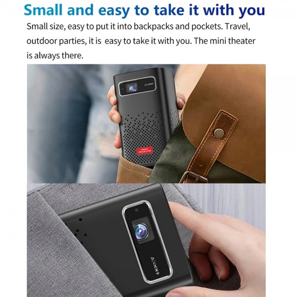 TOUMEI C900 Outdoor Portable Built-In Battery 4K HD Home Music Projector US Plug(Black)