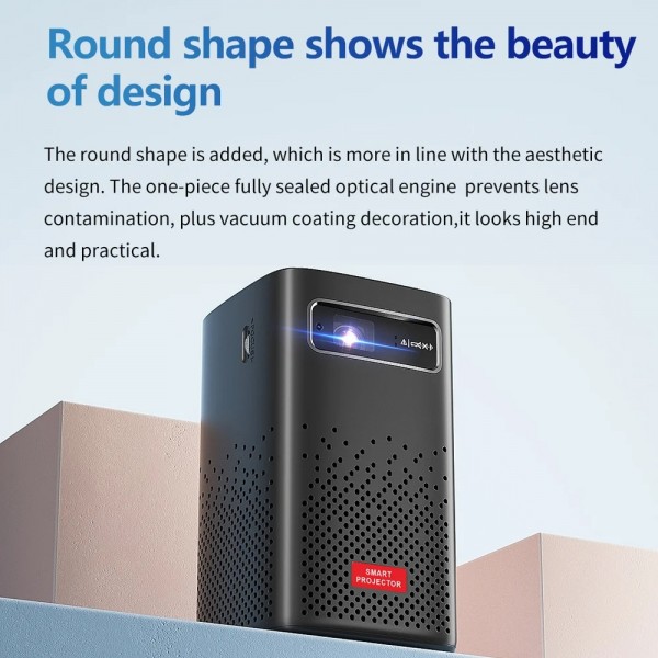 TOUMEI C900 Outdoor Portable Built-In Battery 4K HD Home Music Projector US Plug(Black)