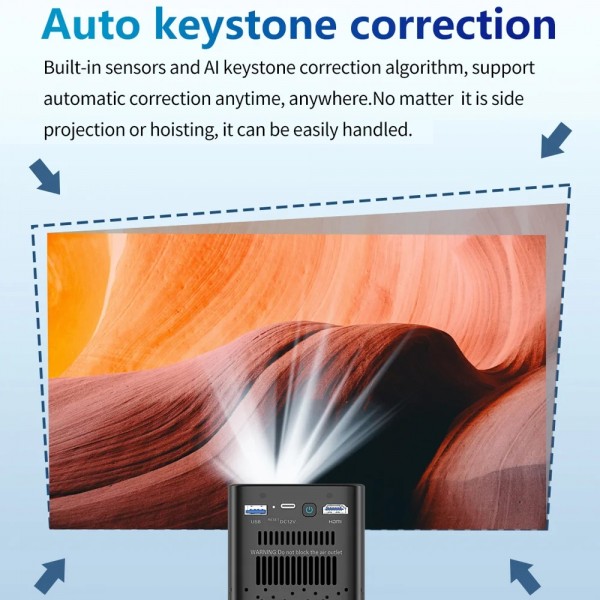 TOUMEI C900 Outdoor Portable Built-In Battery 4K HD Home Music Projector US Plug(Black)