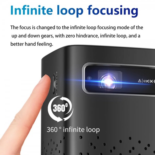 TOUMEI C900 Outdoor Portable Built-In Battery 4K HD Home Music Projector US Plug(Black)