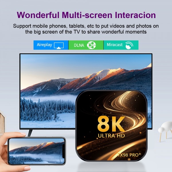 TX98 Pro+ 8K UHD Android 13 Smart TV Box with Remote Control, 2GB+16GB, RK3528 Quad-Core(EU Plug)