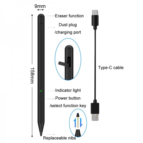 Tablet Stylus Pen USI2.0 Protocol Pen Stylus Anti False Touch(Gray)