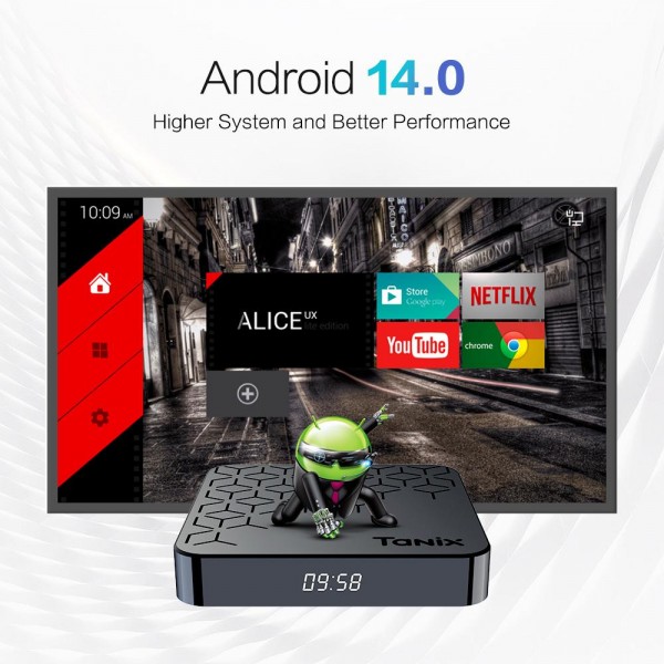 Tanix TX7 8K UHD Android 14 Smart TV Box with Remote Control, 2GB+16GB, Allwinner H728 Octa-Core(EU Plug)