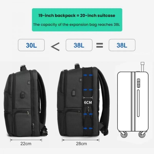 Tigernu  15.6-inch Standard Men Anti-Theft Laptop Backpack with USB Charging Port, Headphone Hole & Comfort Shoulder Straps for Travel, Work Commute(Black)