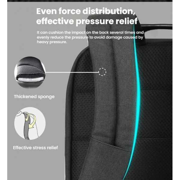 Tigernu  15.6-inch Standard Men Anti-Theft Laptop Backpack with USB Charging Port, Headphone Hole & Comfort Shoulder Straps for Travel, Work Commute(Black)