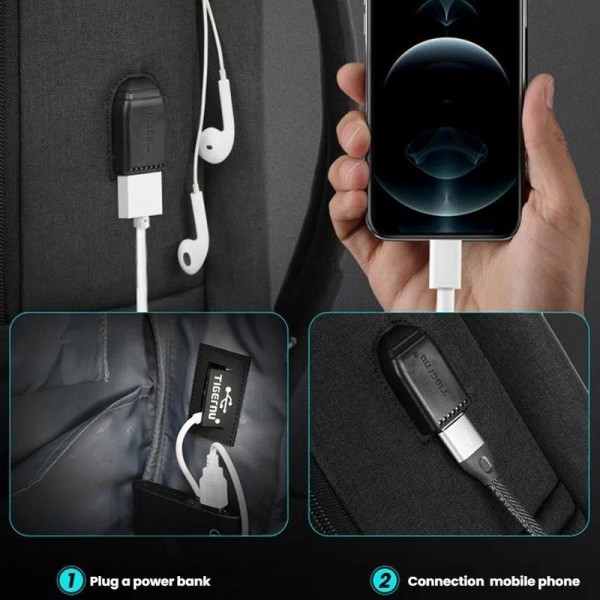 Tigernu  15.6-inch Standard Men Anti-Theft Laptop Backpack with USB Charging Port, Headphone Hole & Comfort Shoulder Straps for Travel, Work Commute(Black)