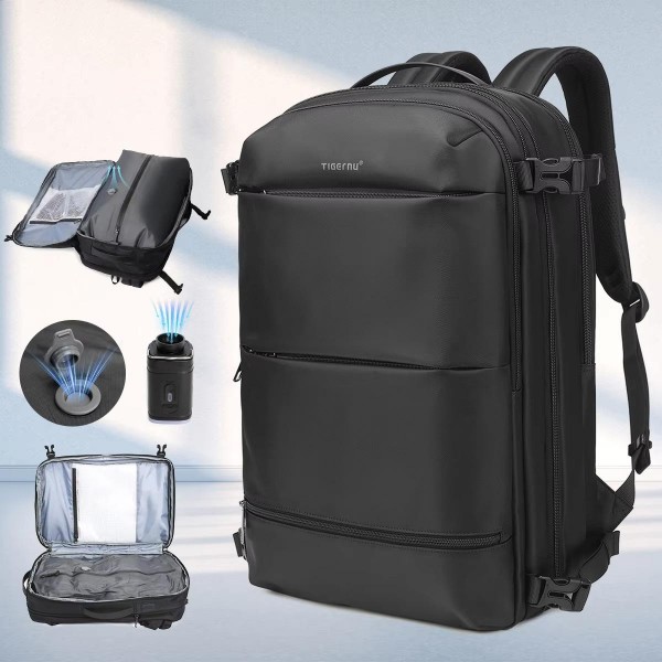 Tigernu Expandable Business Backpack 17-Inch Laptop Bag Wet/Dry Separation Pockets Black