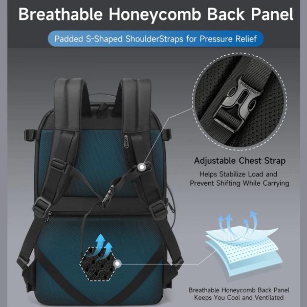 Tigernu Expandable Business Backpack 17-Inch Laptop Bag Wet/Dry Separation Pockets Black