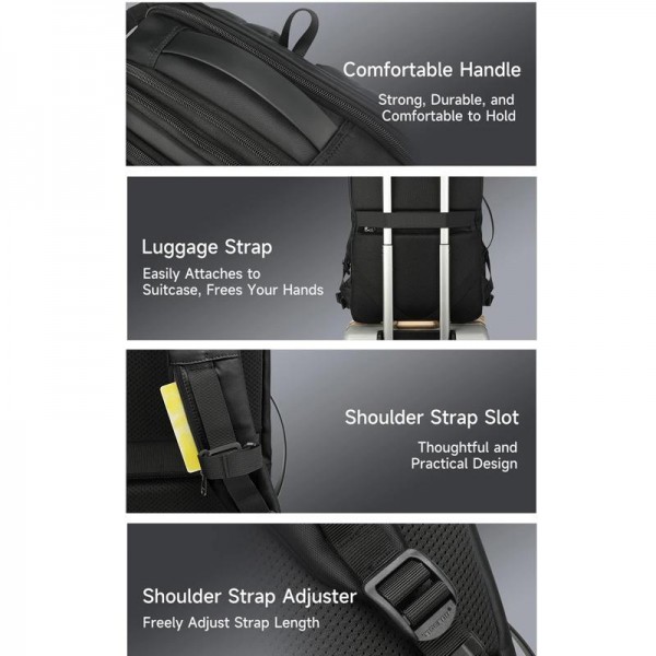 Tigernu Expandable Business Backpack 17-Inch Laptop Bag Wet/Dry Separation Pockets Black