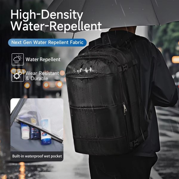 Tigernu Expandable Business Backpack 17-Inch Laptop Bag Wet/Dry Separation Pockets Black
