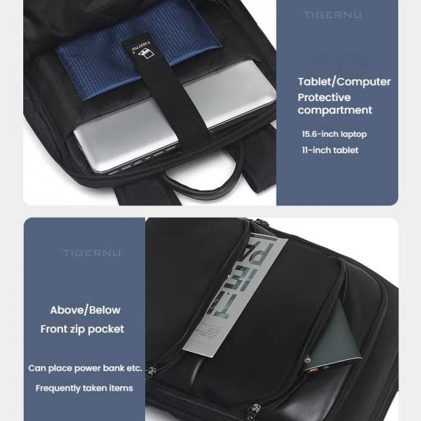 Tigernu T-B9121  15.6 Inch Men Expandable Waterproof Lightweight Laptop Backpack With Floating Zipper