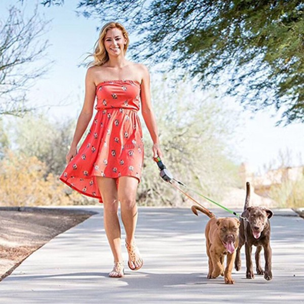 Two-headed Creative Automatic Retractable Pet Traction Rope (Grey)