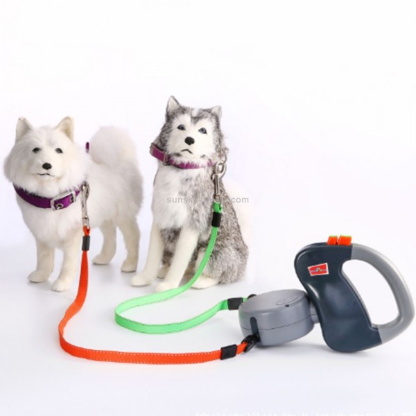Two-headed Creative Automatic Retractable Pet Traction Rope (Grey)