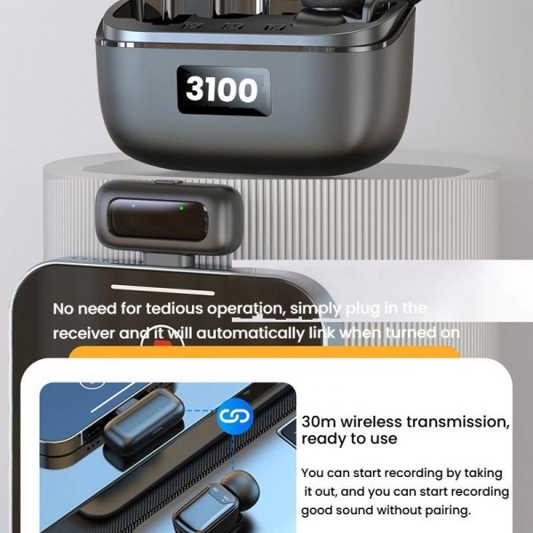 Type-C Dual Microphone Mini Wireless Finger Clip Microphone Mobile Phone Live Noise Reduction Bluetooth Microphone(Black)