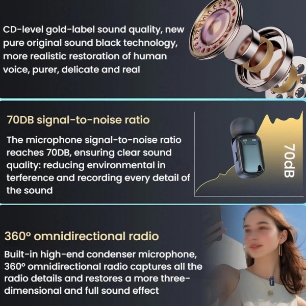 Type-C Dual Microphone Mini Wireless Finger Clip Microphone Mobile Phone Live Noise Reduction Bluetooth Microphone(Black)