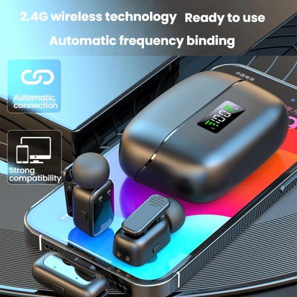 Type-C Dual Microphone Mini Wireless Finger Clip Microphone Mobile Phone Live Noise Reduction Bluetooth Microphone(Black)