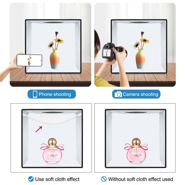 [US Warehouse] PULUZ 40cm Folding Portable Ring Light USB Photo Lighting Studio Shooting Tent Box with 6 x Dual-side Color Backdrops, Size: 40cm x 40cm x 40cm