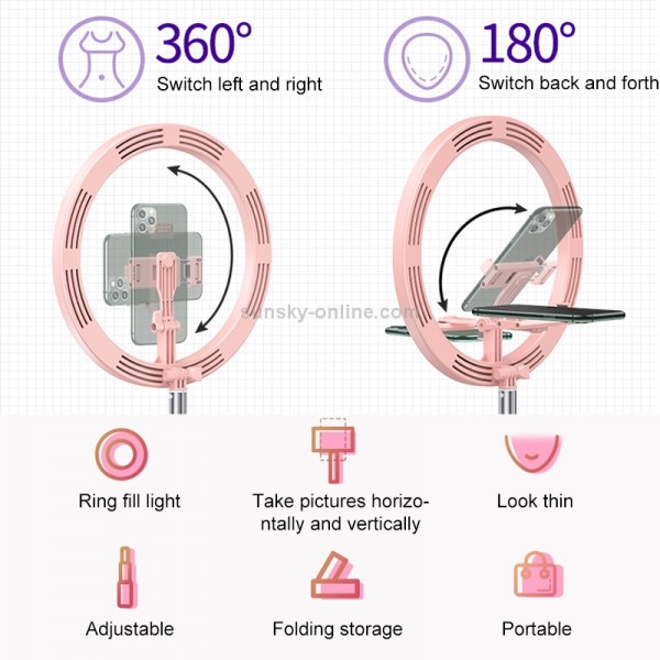 USAMS US-ZB120 Second-generation Telescopic Folding Live LED Ring Fill Light Bracket (Black)