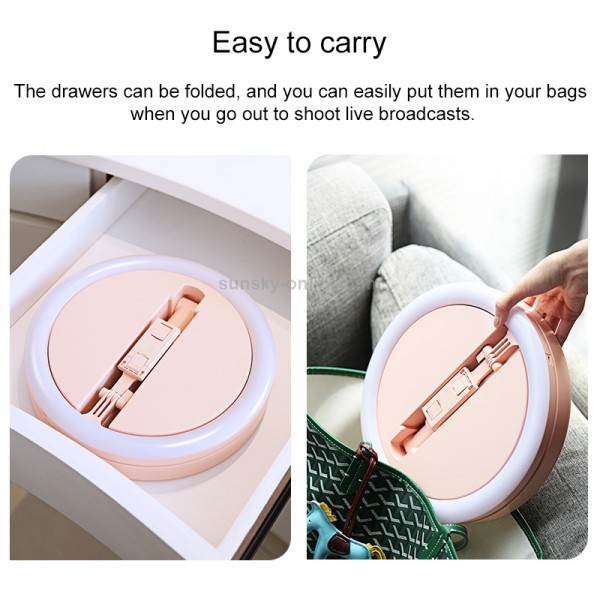 USAMS US-ZB120 Second-generation Telescopic Folding Live LED Ring Fill Light Bracket (Black)