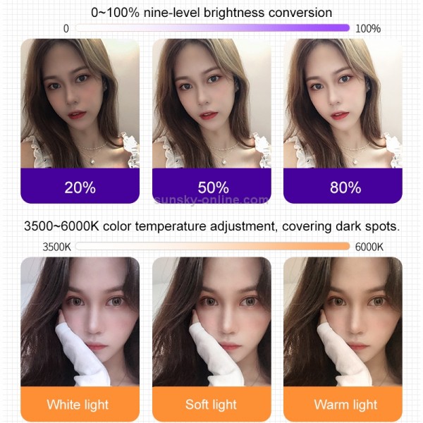 USAMS US-ZB120 Second-generation Telescopic Folding Live LED Ring Fill Light Bracket (Black)