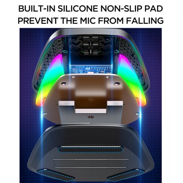 USB Gaming Microphone Built In Sound Card 5 Voice Changing Modes with RGB Lighting