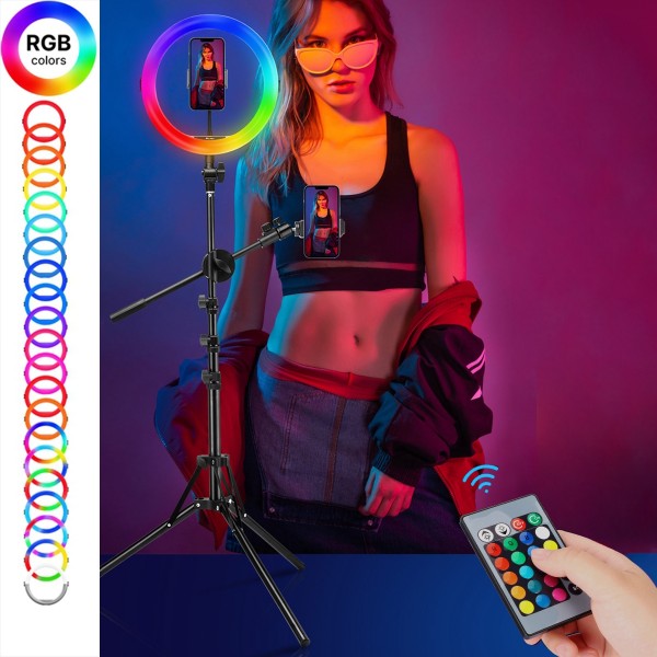 Ulanzi VIJIM K15 RGB Selfie Ring Light Vlog Overhead Stand Fill Lights Kit (Black)
