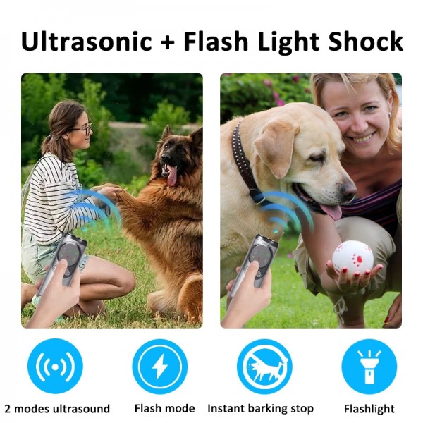 Ultrasonic Three-head Barking Stopper Dog Training Device with Flashing Light