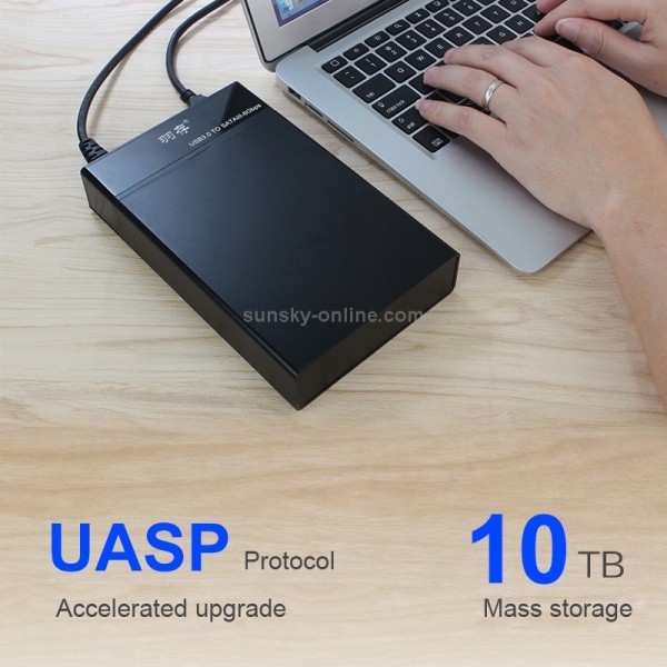 Universal SATA 2.5 / 3.5 inch USB3.0 Interface External Solid State Drive Enclosure for Laptops / Desktop Computers, The Maximum Support Capacity: 10TB