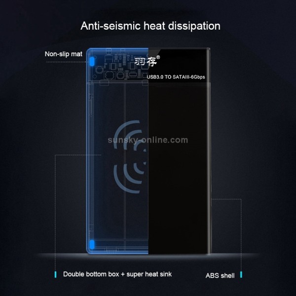 Universal SATA 2.5 / 3.5 inch USB3.0 Interface External Solid State Drive Enclosure for Laptops / Desktop Computers, The Maximum Support Capacity: 10TB