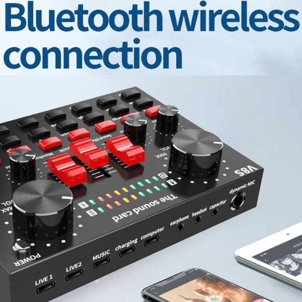 V8S Live Sound Card Set Microphone Anchor Mobile Phone Computer Recording Microphone, Specification: Tripod