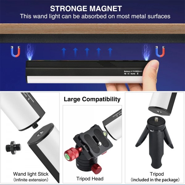 VLOGLITE W200RGB Full Colorful Handheld Fill Light Stick Live Photography Ambient Light Outdoor Lighting