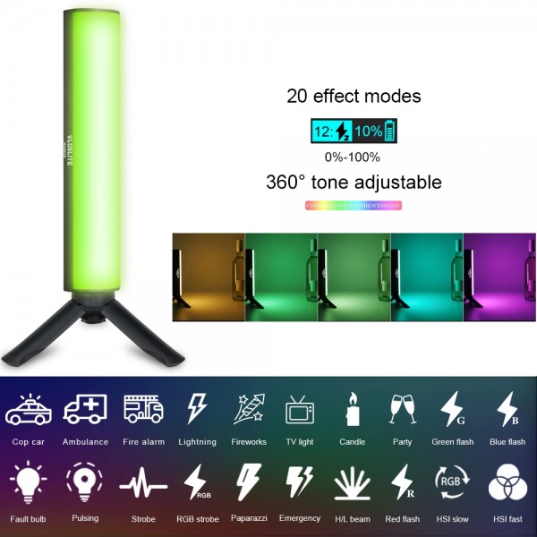 VLOGLITE W200RGB Full Colorful Handheld Fill Light Stick Live Photography Ambient Light Outdoor Lighting