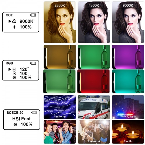 VLOGLITE W200RGB Full Colorful Handheld Fill Light Stick Live Photography Ambient Light Outdoor Lighting