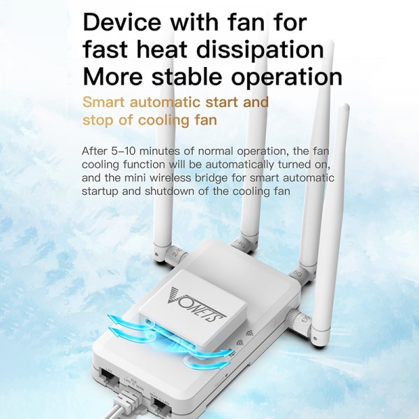 VONETS VAR1200-H 1200Mbps Wireless Bridge External Antenna Dual-Band WiFi Repeater, With 4 Antennas + DC Adapter Set