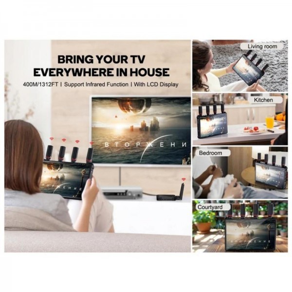 VRRIIS 083H 400M Range 7 Inch LCD Screen HDMI Extender Wireless HDMI Transmitter Receiver, Plug:US Plug