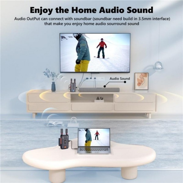 VRRIIS 097PRO Outdoor Live Streaming Audio Video Wireless Transmitter Receiver 4K HD Extender, Plug:US Plug