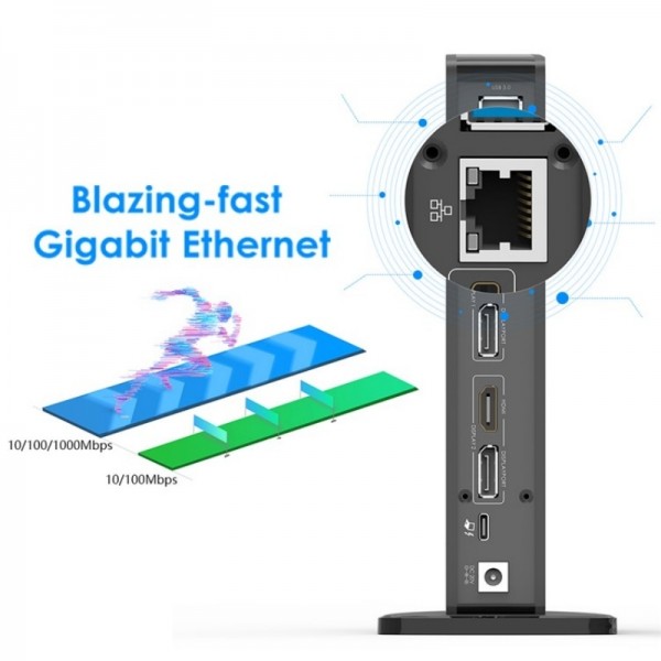 WAVLINK UG69PD5 USB-C HD 60Hz Monitor Adapter Dual 4K Display Docking Station, Plug:US Plug