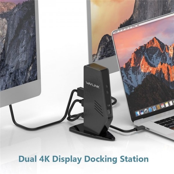 WAVLINK UG69PD5 USB-C HD 60Hz Monitor Adapter Dual 4K Display Docking Station, Plug:US Plug